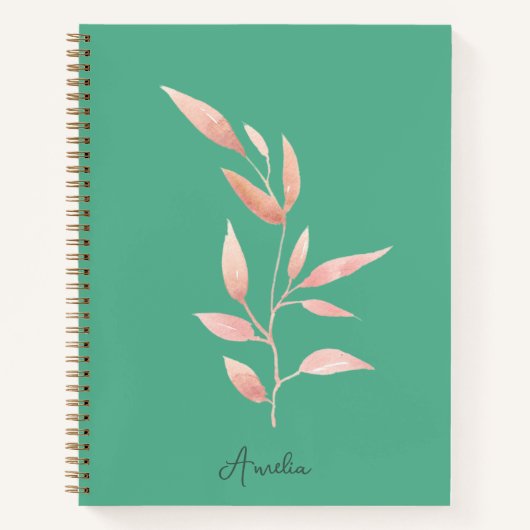Moderne Teal-Blatt-Dekorative Wurfdecke Notizblock (Vorderseite)