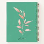 Moderne Teal-Blatt-Dekorative Wurfdecke Notizblock (Rückseite)