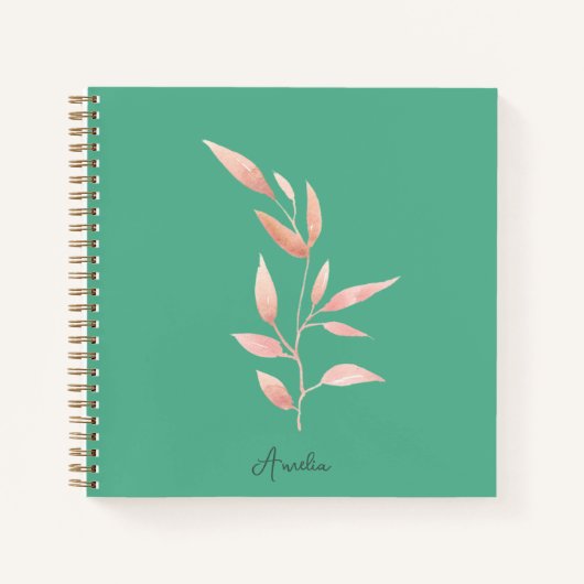 Moderne Teal-Blatt-Dekorative Wurfdecke Notizblock (Vorderseite)