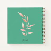 Moderne Teal-Blatt-Dekorative Wurfdecke Notizblock (Rückseite)