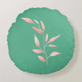 Moderne Teal-Blatt-Dekorative Wurfdecke Rundes Kissen