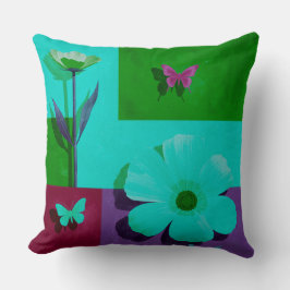 Moderne Teal-Blumen-Garten-Wurfkissen Kissen