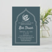 Moderne Teal-Bogen-Ramadan-Iftar-Dinner-Einladung Einladung (Stehend Vorderseite)