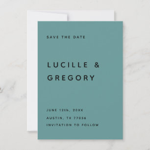 MODERNE TEAL-EDITORIAL ALL CAPS SAVE THE DATE