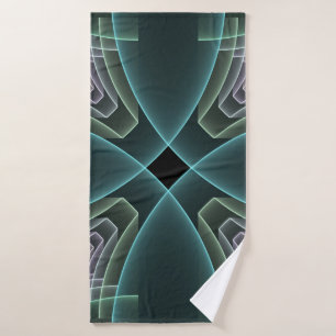 Moderne Teal-Geometrie-Fraktal-Kunstgrafik Badehandtuch