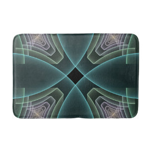 Moderne Teal-Geometrie-Fraktal-Kunstgrafik Badematte
