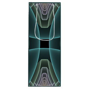Moderne Teal-Geometrie-Fraktal-Kunstgrafik Geschenktüte Für Weinflaschen