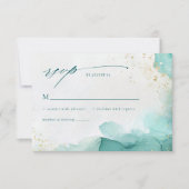 Moderne Teal Gold Abstrakte Strandhochzeit QR Code RSVP Karte (Vorderseite)