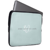 Moderne Teal Grün Weiße Schrift Monogramm Laptopschutzhülle (Vorne Rechts)
