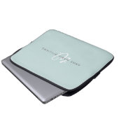 Moderne Teal Grün Weiße Schrift Monogramm Laptopschutzhülle (Vorne Knopf)
