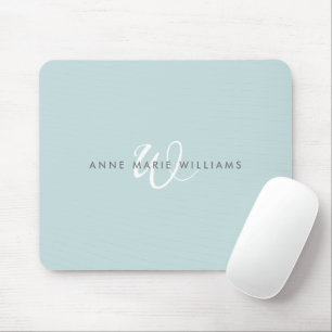 Moderne Teal Grün Weiße Schrift Monogramm Mousepad