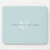 Moderne Teal Grün Weiße Schrift Monogramm Mousepad (Vorne)