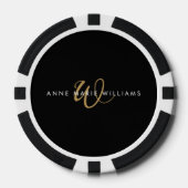 Moderne Teal Grün Weiße Schrift Monogramm Pokerchips (Vorderseite)