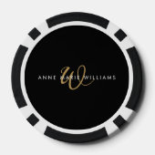 Moderne Teal Grün Weiße Schrift Monogramm Pokerchips (Rückseite)