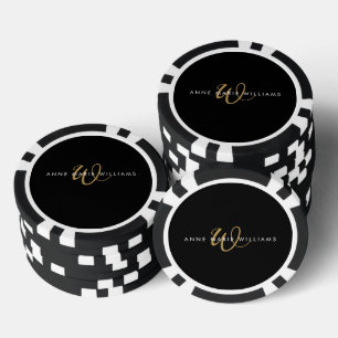 Moderne Teal Grün Weiße Schrift Monogramm Pokerchips