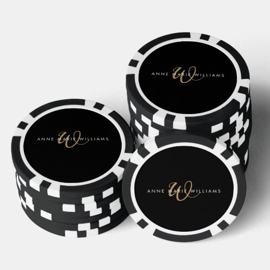 Moderne Teal Grün Weiße Schrift Monogramm Pokerchips (Stapel)