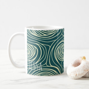 Moderne Teal-Holzmaserung Wirbel Organische Welle  Kaffeetasse