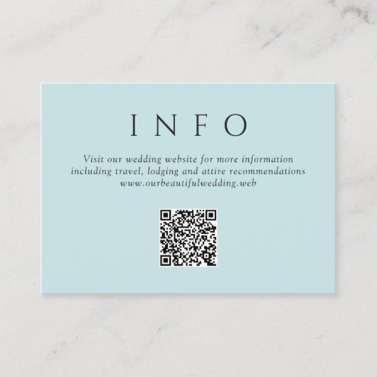 Moderne Teal-Minimalist- QR-Code-Hochzeit Begleitkarte (Vorderseite)
