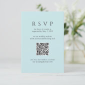 Moderne Teal-Minimalist-QR-Code-Hochzeit RSVP Karte (Stehend Vorderseite)