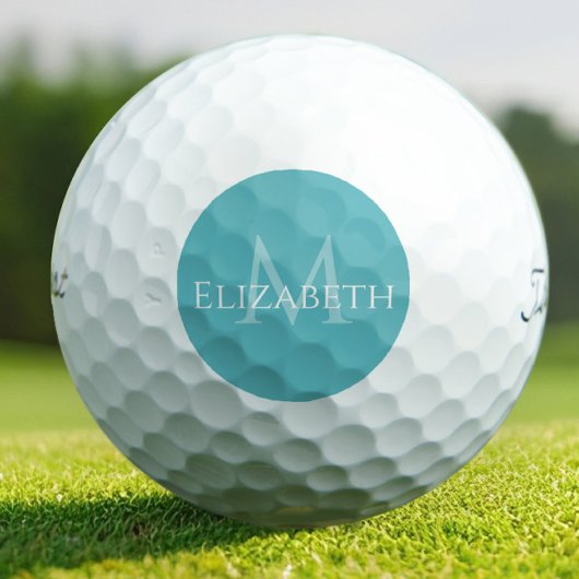 Moderne Teal-Monogramm-Personalisierung Elegant Golfball
