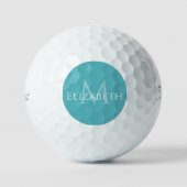 Moderne Teal-Monogramm-Personalisierung Elegant Golfball (Vorderseite)