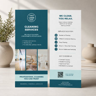 Moderne Teal-Reinigungsdienste mit QR Werbekarte