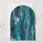 Moderne Teal-Roségold-Achat-Bogen-Hochzeit Einladung (Rückseite)