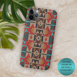 Moderne Teal-Rot-Taupe-Braun-Mosaik-Kunstmuster Case-Mate iPhone Hülle