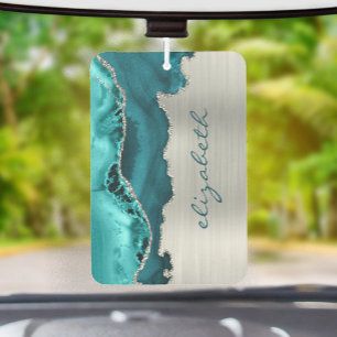 Moderne Teal Silber Achat Metallisch Autolufterfrischer