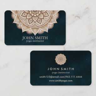 Moderne Teal- und Gold-Mandala-Yoga-Lehrer-Geschäf Visitenkarte