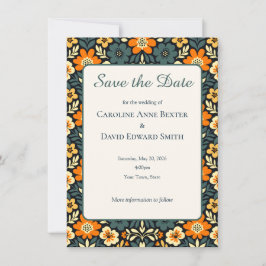 Moderne Teal- und Orange-Blumen-Design Save-the-Da