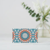 Moderne Teal- und Orange-Mandala-Muster Visitenkarte (Stehend Vorderseite)