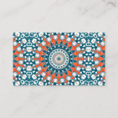 Moderne Teal- und Orange-Mandala-Muster Visitenkarte (Vorderseite)