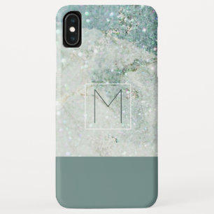 Moderne Tealblaue Marmor-Minimal-Monogramm Case-Mate iPhone Hülle