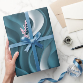 Moderne Tealblaue Wellenbewegung abstraktes Muster Geschenkpapier