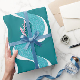 Moderne Tealblaue Wellenbewegung abstraktes Muster Geschenkpapier