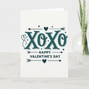 Moderne tealfarbene Valentinskarte Karte