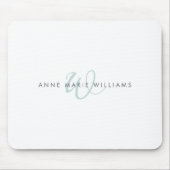 Moderne Tealgrüne Schriftmonogramm Mousepad (Vorne)