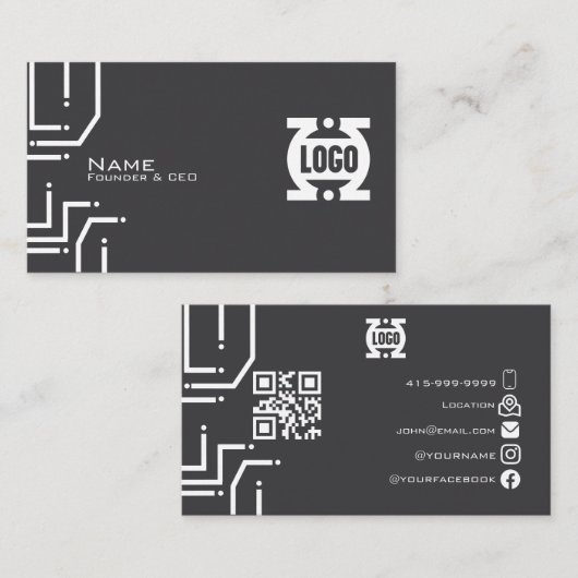 Moderne Tech-Leiterplatte QR-Code Visitenkarte (Vorne/Hinten)