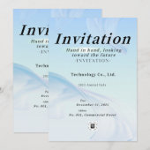 Moderne Tech Light Blue Corporate Gala Einladung – (Vorne/Hinten)