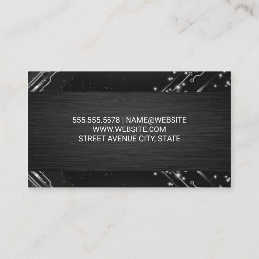 Moderne Tech Nodes | Schwarze Textur | Monogramm Visitenkarte (Rückseite)