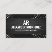 Moderne Tech Nodes | Schwarze Textur | Monogramm Visitenkarte (Vorderseite)