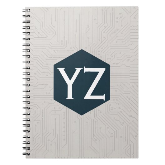 Moderne Tech-Raster Beige Notizblock (Vorderseite)