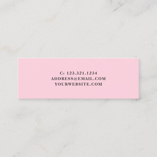 Moderne Technik aus weißem Marmor und rosa Nageln Mini Visitenkarte (Rückseite)