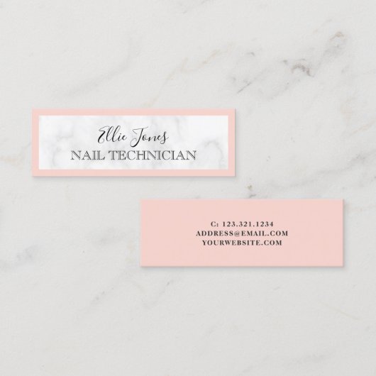 Moderne Technik aus weißem Marmor und rot-rosa Nag Mini Visitenkarte (Vorne/Hinten)