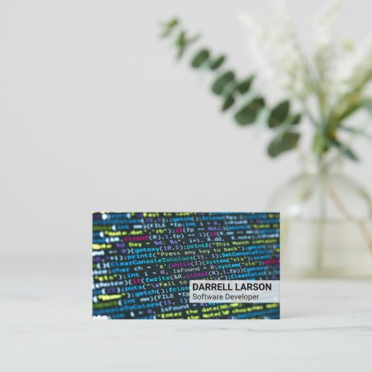 Moderne Technik | Programmiercode Visitenkarte (Stehend Vorderseite)