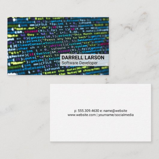 Moderne Technik | Programmiercode Visitenkarte (Vorne/Hinten)