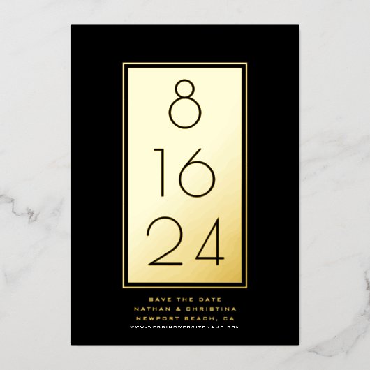 Moderne Technik Save the Date Ihr goldenes Datum Folieneinladung (Vorderseite)