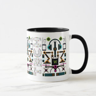 Moderne Technologie-Objekte und Gerätemuster Tasse