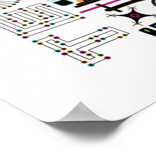 Moderne Technologieobjekte und Ausstattungsmuster Poster (Ecke)